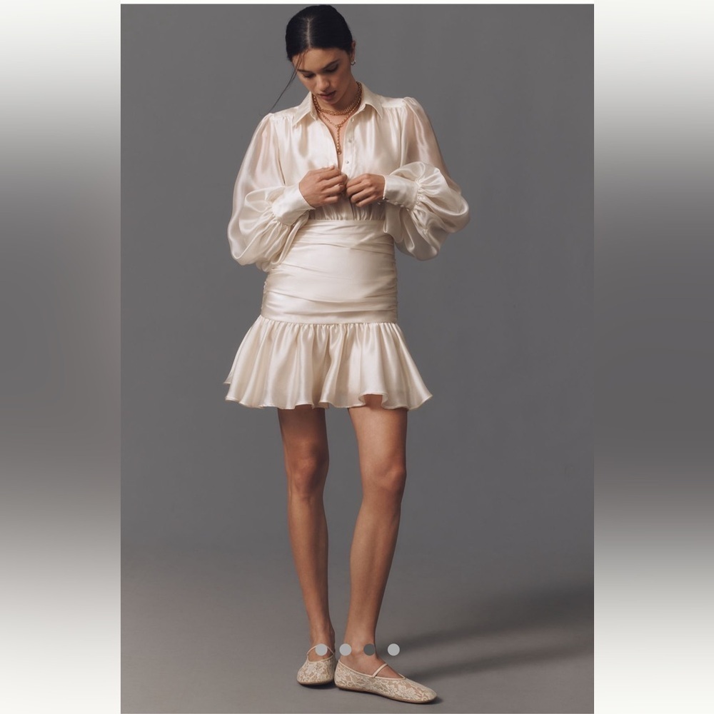 Anthropologie NWT Bardot Milani Drop-Waist Organza Mini Shirt Dress size 6. - Picture 2 of 12